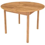 Lomadox Esstisch PORI-165, rund 160cm Durchmesser, ausziehbar auf 140cm, Eiche massiv geölt braun 120 cm x 77 cm x 120 cm