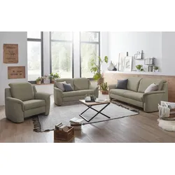 Polstergarnitur VILLA BECK "Garda", grün (14 stone), Microfaser, Kopfteilverstellung, Sitzmöbel-Sets, Kopfteilverstellung, besteht aus 2,5-Sitzer, 2-Sitzer und Sessel