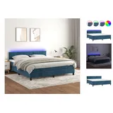 vidaXL Boxspringbett mit Matratze & LED Dunkelblau 160x200 cm Samt