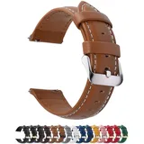 Fullmosa 12 Farben Uhrenarmband,18mm Vintage Lederarmband Ersatzrmbänder für Smartwatch und Universal-Uhr mit Edelstahl Schließe für Herren Damen,18mm Uhrband Braun