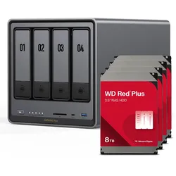 UGREEN DXP4800 Plus 32TB WD Red Plus NAS-Bundle NAS inkl. 4x 8TB WD Red Plus 3.5 Zoll SATA Festplatte