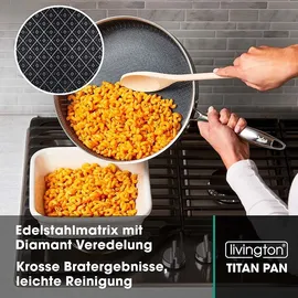 Media Shop Titan Pan Bratpfannen 28 cm mit Deckel, Edelstahlmatrix und Diamantveredelter