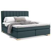Panda Möbel - Maurice Boxspringbett 180x200 cm, kontinentales Doppelbett mit hochwertiger Matratze und Topper - komfortabel, modern, stilvoll - grün