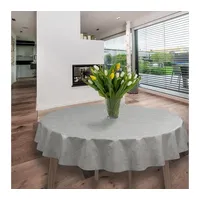 Laro Rund 140 cm Wachstuchtischdecke Tischdecke Abwaschbar PVC Leinenoptik