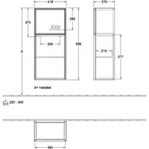Villeroy & Boch Finion F500HGGK Seitenschrank 41,8 x 93,6 x 27 cm Midnight Blue/Anthracite Holz/MDF