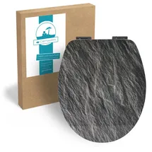 Calmwaters WC Sitz Motiv Splinter Stone Absenkautomatik Holzkern 26LP5013