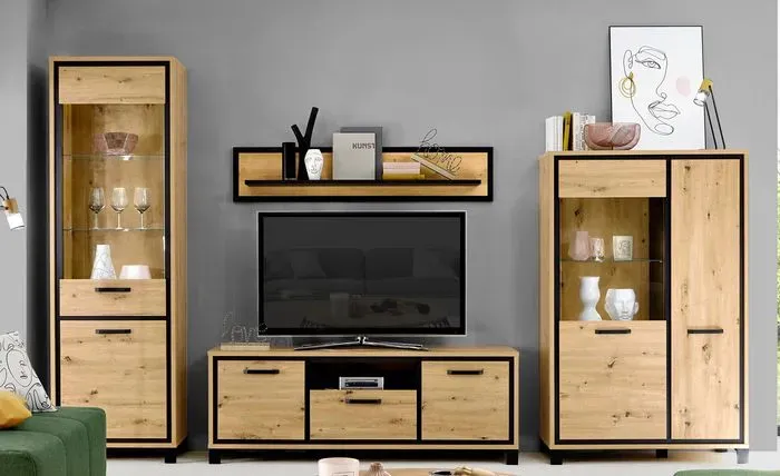 FORTE Wohnwand Farida Holzoptik Eiche Artisan