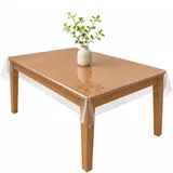 VKZ PVC Tischdecke Transparent 140×110cm, 0.15mm Tischfolie Durchsichtig, Abwaschbare wasserdichte Tischdecke Rechteckig, Tischschutz für Esstisch Küche