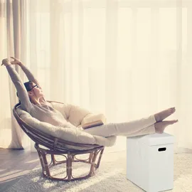 Relaxdays Sitzhocker mit Stauraum, Kunstleder, gepolstert, faltbarer Hocker, Wohnzimmer, HxBxT: 49 x 48,5 x 27 cm, weiß