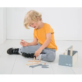 roba Werkzeugkiste für Kinder, Holzwerkzeugkasten, Holzbaukasten inklusive 22-teiligem Werkzeug