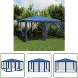 vidaXL Partyzelt mit 8 Mesh-Seitenteilen Blau 4x4 m HDPE