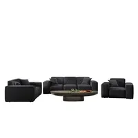Fun Möbel Polstergarnitur Sofaset Designersofa CESINA 3-2-1 in Stoff, (inkl. 5 Zierkissen), Rundumbezug schwarz