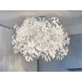 meineWunschleuchte Große LED Deckenleuchte mit Blätter Lampenschirm Weiß Ø70cm
