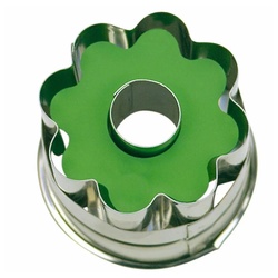 STÄDTER Ausstechform Linzer mit Auswerfer 8er-Rosette, Edelstahl silberfarben