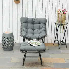 Outsunny Rattan Relaxsessel Gartensessel 69 x 76 x 70 cm grau