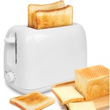 7MAGIC Toaster 2 Scheiben 700W Langschlitz Krümelschublade Toastautomat weiß