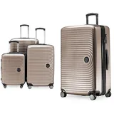 Hauptstadtkoffer Mitte - 3er Kofferset - Handgepäckskoffer 55 cm & Mitte - Großer Hartschalenkoffer, TSA, 4 Rollen, Check-In Gepäck mit 8 cm Volumenerweiterung, 77cm, 130 Liter, Champagner