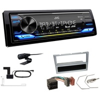 JVC KD-X472DBT 1-DIN Digital Autoradio mit Bluetooth DAB+ inkl. Einbauset für Opel Corsa C 2000-2004 matt chrom