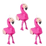 relaxdays Papierdekoration 3 x Pinata Flamingo rosa|schwarz