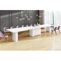 designimpex Esstisch Design Tisch HEK-111 Weiß Hochglanz XXL ausziehbar 180 bis 468 cm weiß