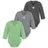 normani Outdoor Sports 3er Pack Baby Merino Langarm Wickelbody in Anthrazit/Grau/Grün | Gr.: 68