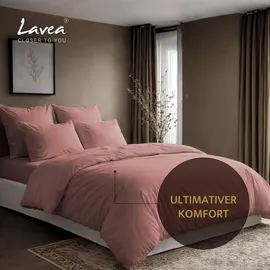LAVEA Bettwäsche Set Jasmin Rosa 200 x 220 cm + 2 x 80 x 80 cm