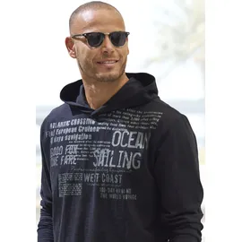 John Devin Kapuzenshirt JOHN DEVIN, Herren, Gr. S, schwarz (schwarz beruckt), Slub, Obermaterial: 100% Baumwolle, bedruckt, regular fit, Rundhals, abgesteppte Kante, Shirts Kapuzenshirt, Langarmshirt bedruckt mit Kapuze aus strukturierter Baumwoll-Qualität