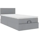 vidaXL Ottoman-Bett mit Matratze Hellgrau 90x190 cm Stoff