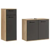 mokebo Der Steuermann Badmöbel Set 80 x 60 x 30 cm Eiche/Schwarz