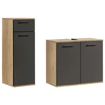 mokebo Der Steuermann Badmöbel Set 80 x 60 x 30 cm Eiche/Schwarz