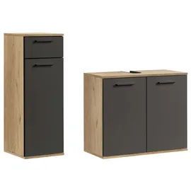 mokebo Der Steuermann Badmöbel Set 80 x 60 x 30 cm Eiche/Schwarz