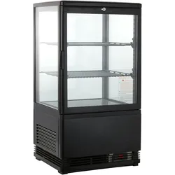 GastroHero Kühlvitrine ECO – 58 Liter, schwarz, mit LED-Beleuchtung und 2 höhenverstellbaren Rosten, energiesparend, ideal für Gastronomie & Verkauf