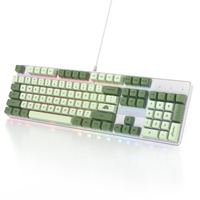 SOLIDEE mechanische Gaming-Tastatur in voller Größe,grüne Matcha-Tastatur,QWERTY 104 Tasten kabelgebundene Tastatur,RGB Hintergrundbeleuchtung&Nummernblock,mechanische Tastatur von NKRO(104 Matcha)