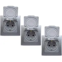 ChiliTec Schuko-Steckdose IP44 Silber 3 St.
