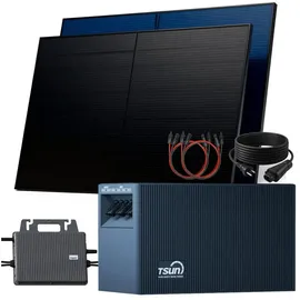 sunniva Balkonkraftwerk Full Black Bifazial 1000 W inkl. 2,01 kWh Speicher + 2 x 500 W N-Typ Glas-Bifacial Module