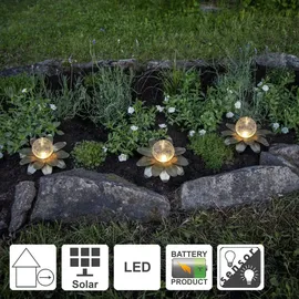 Star Trading LED Solardekoblume Lilly, 3er Pack - Gold,