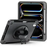 JT Berlin Rugged Kickstand & Handstrap Case für iPad Pro 11" (M3 2025, M2 2024) Schwarz