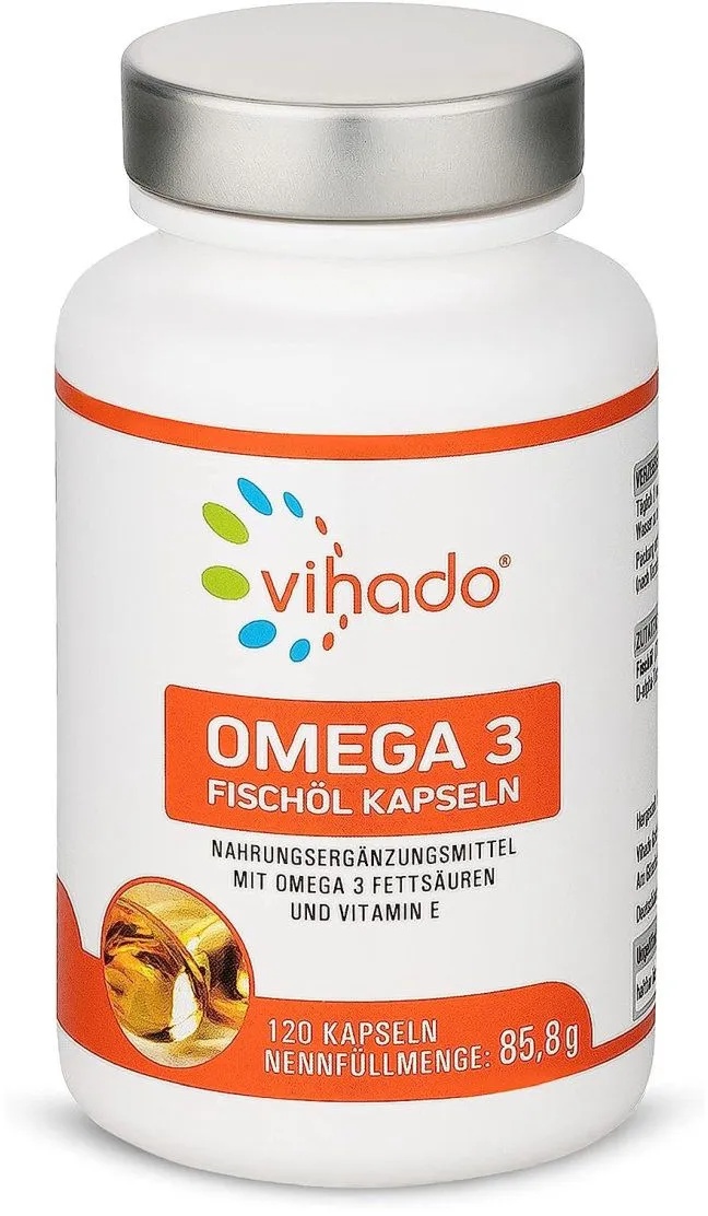 Vihado Omega 3 Kapseln mit Fischöl – hochdosierte natürliche Fettsäuren 120 St