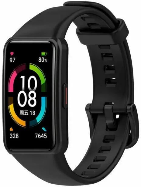 Strap-it Honor Band 6 Armband Silikon für Honor Band 6 - Schwarz - Schnallenverschluss