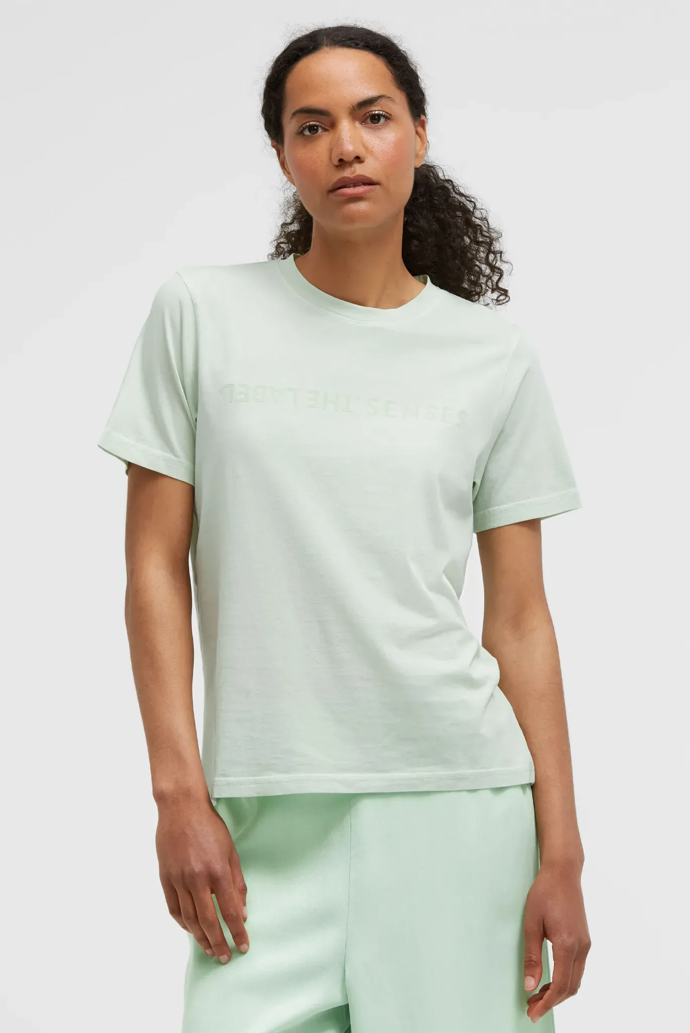 Rundhalsshirt SENSES.THE LABEL, Damen, Gr. 3XL, grün (pastel lime), Single Jersey, Material: 100% Baumwolle, bedruckt, regular fit normal, Rundhals, eingesetzt gerader Abschluss, Shirts Rundhalsshirt, aus Baumwolle