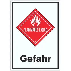 Aufkleber Entzündbare flüssige Stoffe Gefahr Flammable Liquid A5 (148x210mm)