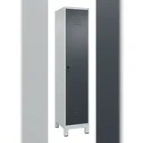 C+P Spind Classic PLUS, Füßen, 1 Abteil, HxBxT 195x40x50cm, Sicherheitsdrehriegel, Hellgrau/Anthrazit von PROREGAL