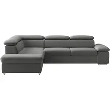 sit&more Ecksofa SIT & MORE "Valantine L-Form, B: 272 cm", grau (dunkelgrau), B:272cm H:73cm T:226cm, 100% Polyester;Luxus-Kunstleder/Struktur (88% Polyester, 12% Polyamid), Sofas, Ecksofa, mit Arm- & Kopfteilverstellung, optional mit Bettfunktion, Topseller