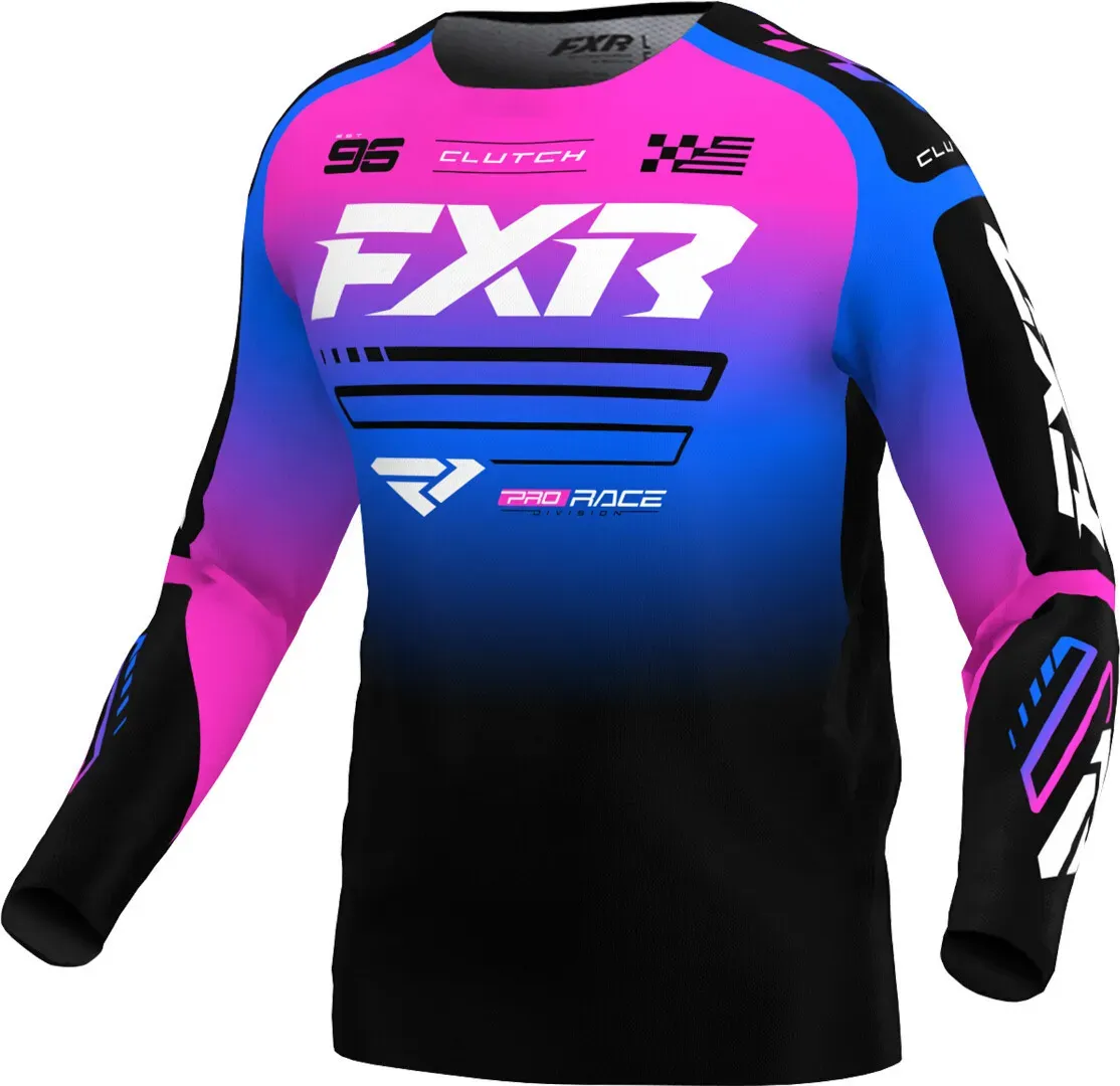 FXR Clutch 2025 Kinder Motocross Jersey, schwarz-blau-lila, Größe S