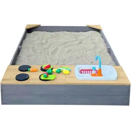 Axi Holzsandkasten Kelly mit Spielküchenzeile Braun/Grau