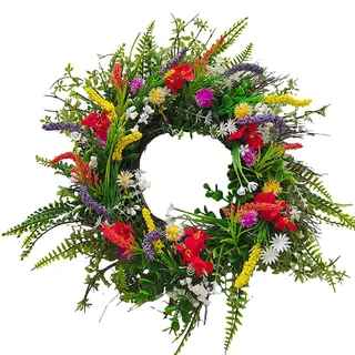 Türkranz Für Außen - Bunte Wildblumenkränze, Frühling Sommer WildblumeKranz, Für Haustür, Außenbereich, Fenster, Wand, Garten, Hochzeit, Festival, Party, Heimdekoration
