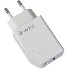 Muvit Quick Charge USB-Ladegerät 18 W, 1 Usb Qc 3.0 18w+1 Type C Pd 20w White