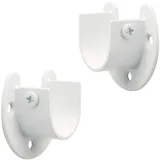 SAYAYO Kleiderstangen Halterung Stangenhalterung Edelstahl Verstellbar für Kleiderstangen mit 28mm Durchmesser Rundrohr Halterung Weiß für Kleiderschrank, Balkon, Badezimmer, EFL8001UW-2P