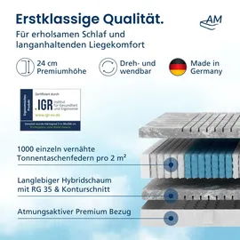 AM Qualitätsmatratzen 3D Deluxe Taschenfederkernmatratze 200 x 200 cm H3