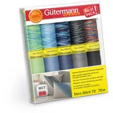 Gütermann Nähfaden-Set Deco Stitch 70", grün/blau/grau, 10x 70 m